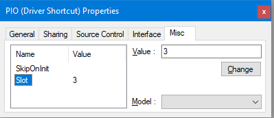 The driver's Properties - Misc tab.